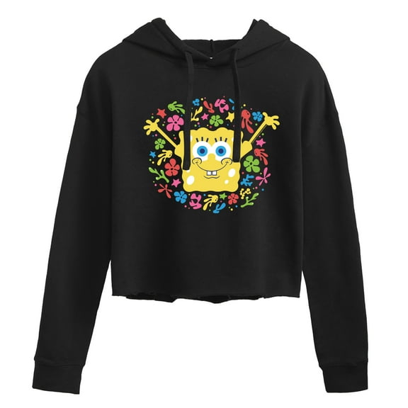 SpongeBob SquarePants - Spongebob Pattern - Juniors Cropped Pullover Hoodie