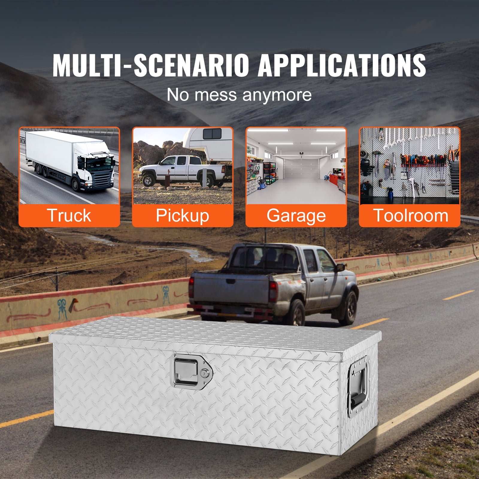 KFFKFF 30"x13"x9.6" Heavy Duty Aluminum Bar Tool Box for Pickup Truck Bed