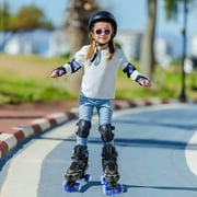 OBENSKY Roller Skates, 4 Size Adjustable for Girls & Boys w/ Light up Wheels-Blue/Pink