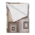 thumbnail image 2 of Geometric Soft Flannel Fleece Blanket, Various Cubic and Square Form Pattern Design Vintage Style Retro Graphic Print, Cozy Plush for Indoor and Outdoor Use, 50" x 70", Brown Cream, by Ambesonne, 2 of 5