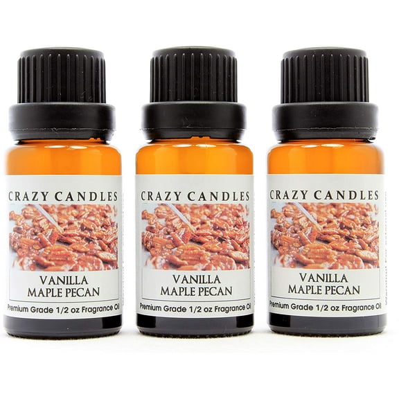 Crazy Candles Vanilla Maple Pecan (Made in USA) 3 Bottles 1/2 FL Oz Each (15ml) Premium Grade Scented Fragrance Oil Made in USA