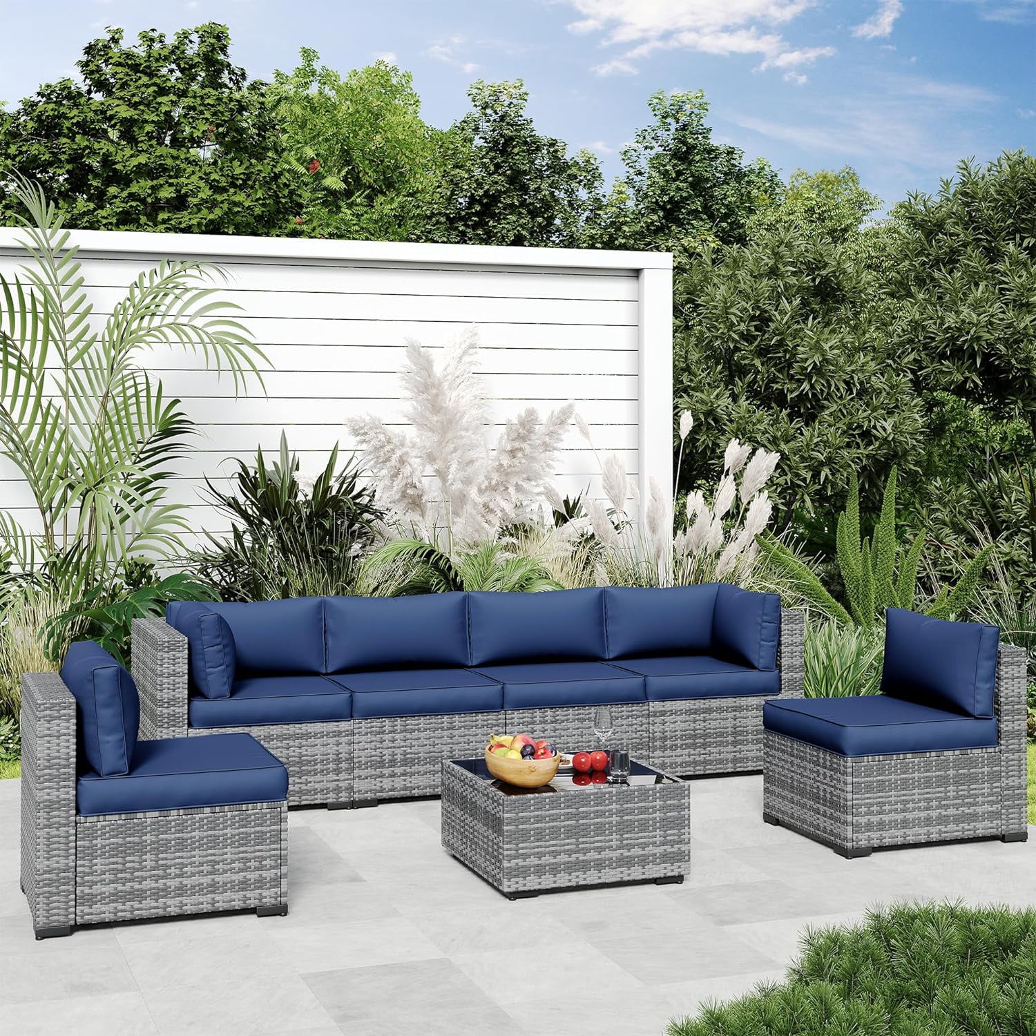 ELPOSUN Outdoor Cushions for Patio Furniture Replacement, Waterproof Patio Furniture Cushions, Deep Seat Patio Cushions, Patio Seat Cushions for Outdoor Sectional (Blue)