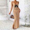 thumbnail image 4 of Levmjia Women's Halter Neck Cover Up Dress Bow Tie Front Slit Beach Dress Sexy Hollow Out Swimwear Coverup for Summer Vacation, 4 of 5