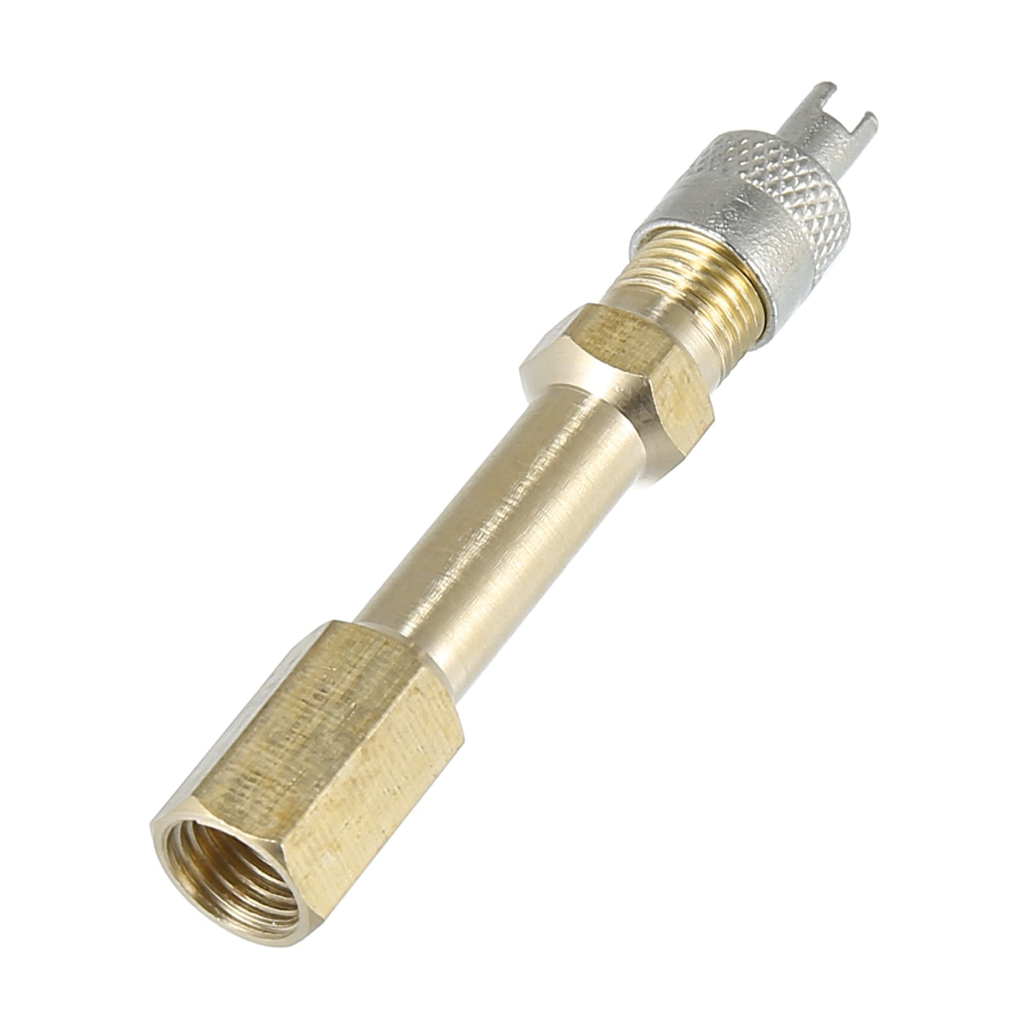 Unique Bargains 4pcs 1.97" Brass Tire Valve Extender Stem Extension Inflation Stright Pole