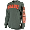 thumbnail image 2 of Women's Pressbox Green Miami Hurricanes Two-Hit Canyon Long Sleeve T-Shirt, 2 of 4