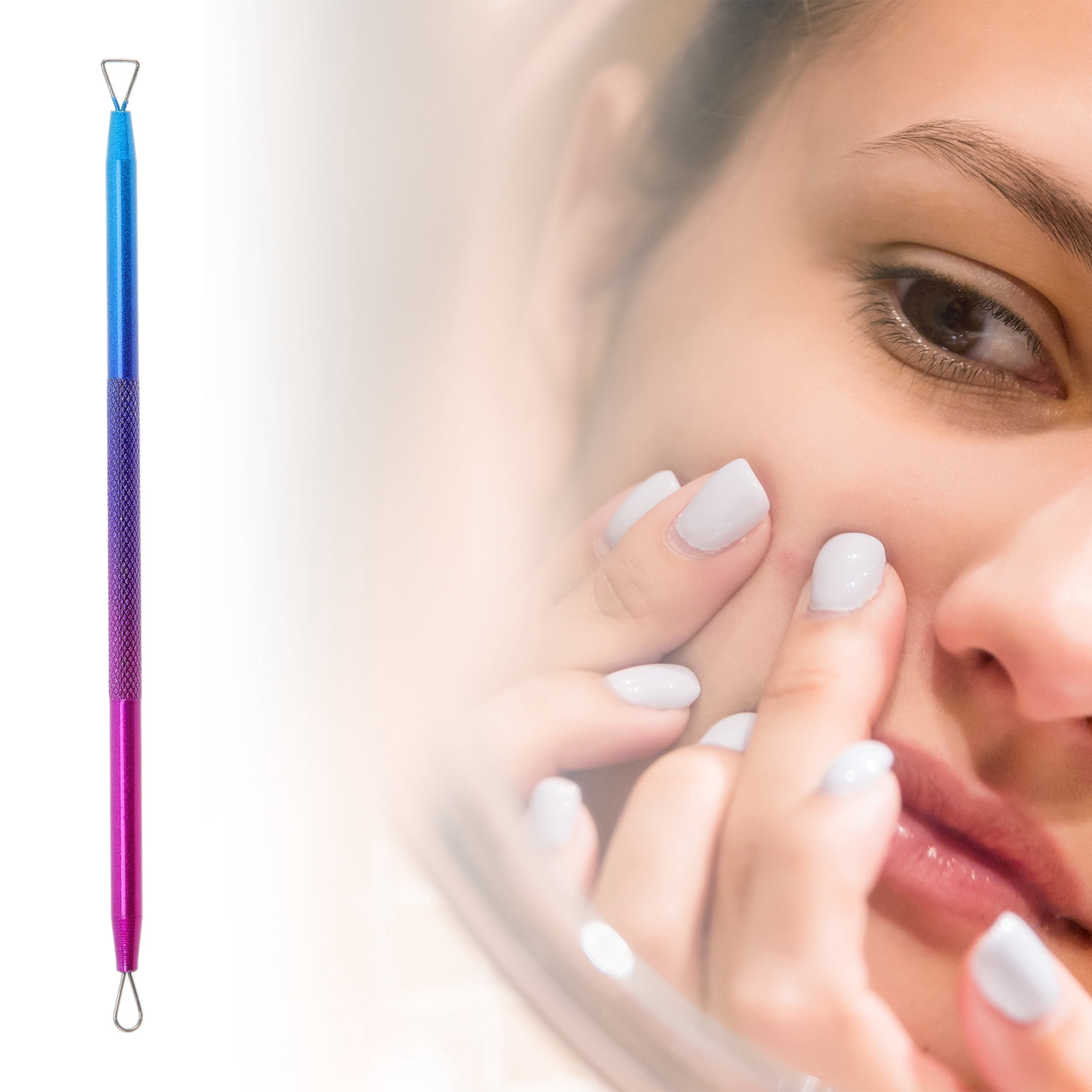 Unique Bargains 1pc Durable and Professional Pimple Extractor Tool Blue Purple