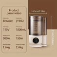 thumbnail image 3 of Máquina Multifuncional para Hacer Leche de Soya, Mezclador de Encimera sin Hervir y sin Filtro, Procesador de Alimentos de Bajo Ruido Estándar Estadounidense, Usado para Cocina Oficina Viaje, 3 of 7