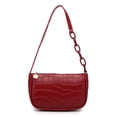 thumbnail image 1 of Bolso de mano clásico de piel sintética retro con efecto de cocodrilo para mujer, color rojo, 1 of 5
