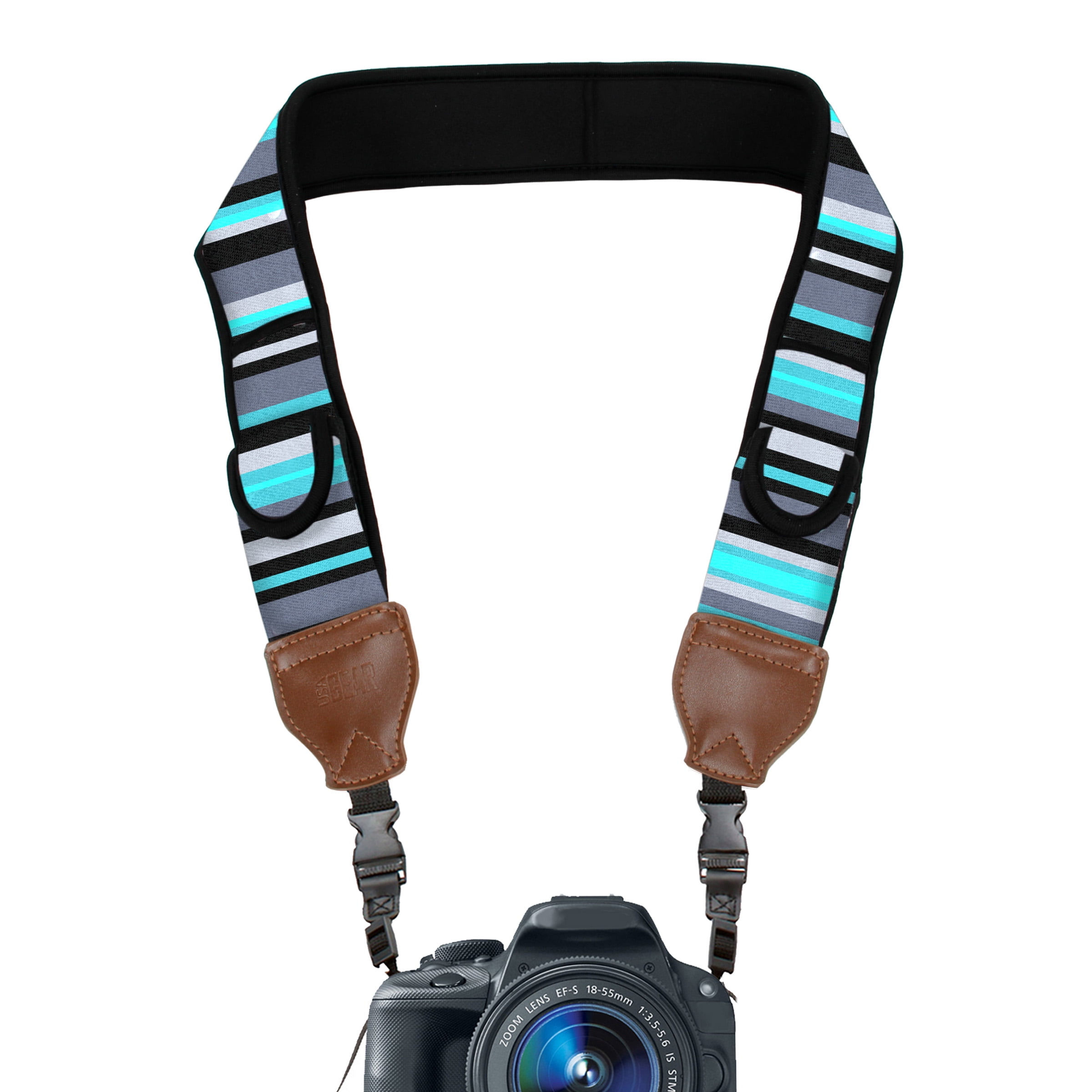 TrueSHOT Camera Strap with Blue Stripe Neoprene Design and Accessory