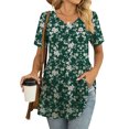 thumbnail image 2 of JuneFish Women's Summer Short Sleeve Tunic Tops Pleated Casual V-Neck Blouse, 2 of 5