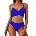 thumbnail image 6 of Plus Size Bathing Suit for Women Womens Cheeky Bikini Sets Ruched Two Piece Swimsuit Drawstring Mid Waisted Bathing Suit Summer Swim Suits Blue XL, 6 of 6