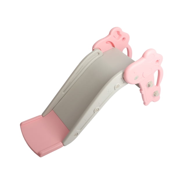 Tobogán para niños pequeños, plegable, de plástico, estructura estable, protección fiable, tobogán para niños, color rosa