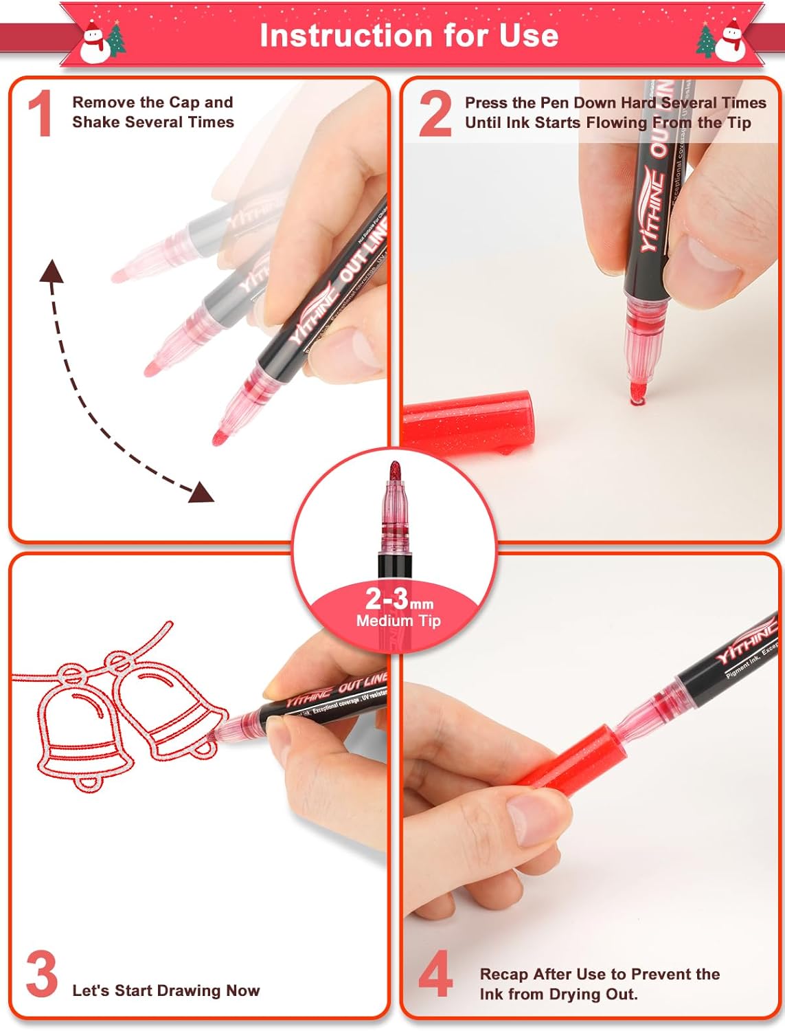 Dreamy Sparkle Dual-Line Contour Pen, 12 Colors Self-Outlining Glitter Markers, Shimmer Gel Pens for Drawing on Paper Fabric Rock Canvas, Art Crafts Supplies & Creative Gifts
