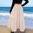 thumbnail image 5 of Women Long Skirts High Waist Skirts Renaissance Maxi Skirts Summer Casual Elegant A Line Flowy Skirts with Pockets Beige, 5 of 6