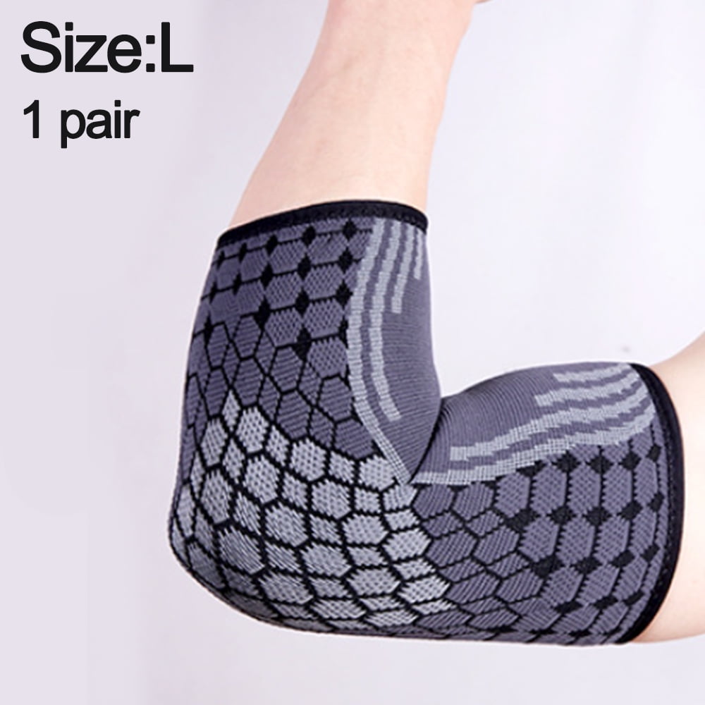 Elbow Brace Compression Sleeve Arm Support Sleeves Forearm for,Arthritis, Workout, Weight lifting-grey-L code