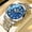 Gold,Blue, variant on Watches for Men Stainless Steel Business Dress Luxury Big Large Face Waterproof Quartz Analog Mens Watches with Date Wrist Men Watch Reloj para Hombre (Gold/Blue/Black Dial)