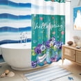 thumbnail image 5 of No Hook Shower Curtain, Hello Spring Shower Curtains for Bathroom with See Through Top Window, Pastoral Purple Bottle Floral Dark Green Wood Waterproof & Washable Bath Curtain Small Stall 36"x78", 5 of 9