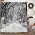 thumbnail image 4 of Grey Winter Street View Shower Curtain, Gray New York Central Park Night Snow Tree Christmas Bath Curtains Set, Polyester Fabric Upgrade Bathroom Accessories Decor 12 Hooks Included, 72X72 Inches, 4 of 6