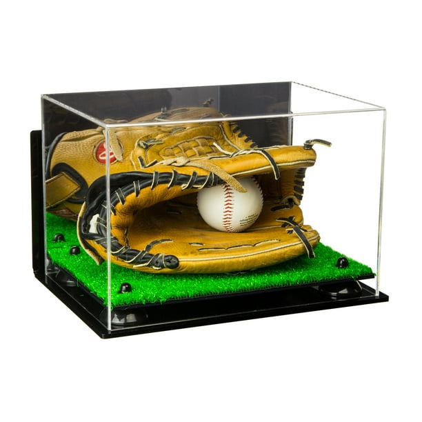 Deluxe Acrylic Baseball Glove Display Case with Black Risers, Mirror