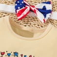 thumbnail image 4 of Fsqjgq Toddler Fall Outfits for Girls Trendy Girls Clothes Outfits Toddler Boys Girls Independence Day Heart Pattern ​Printing Romper Bodysuit Shorts Headbands Outfits Baby Girl Outfit Set Size 3M, 4 of 7