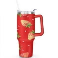 thumbnail image 2 of Strawberry1 40 Oz Tumbler with Handle Lid and Straw, Stainless Steel Double Walled Vacuum Insulated Cup, Cute Anniversary Wedding Birthday Gifts Tumbler for Women Men Friends Outdoor Indoor, 2 of 7