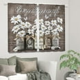 thumbnail image 4 of Farmhouse Daisy Floral Kitchen Curtains 26x36 Inch Length Rustic Brown Wooden Curtains Vintage Flower Small Short Cafe Kitchen Curtains Country Bathroom Window Treatment Tiers Drapes 2 Panels, 4 of 4