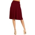 thumbnail image 3 of Women's Casual Stretch Basic Foldable High Waist Relaxed Fit A-Line Solid Midi Skirts, 3 of 4