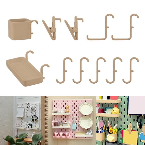 Estante de Montaje en Pared Macarena 11 Uds Ganchos Organizadores en Miniatura Beige