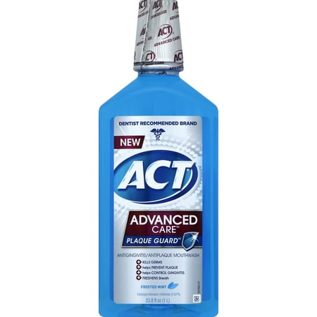 ACT Advanced Care Plaque Guard Antigingivitis/Antiplaque Mouthwash, Frosted Mint, 33.8 oz