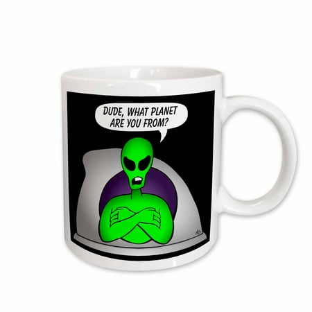 

3dRose ALIENS AND UFOS alien planet on black - Ceramic Mug 15oz (mug_28604_2)