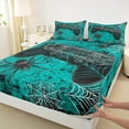 thumbnail image 3 of jejeloiu Blue Gamepad Twin Sheet Sets,Modern Video Game Twin Fitted Sheet,Halloween Spider Webs Flat Sheet For Girl Kids,Super Cozy Bedroom Decor,3pcs, 3 of 7