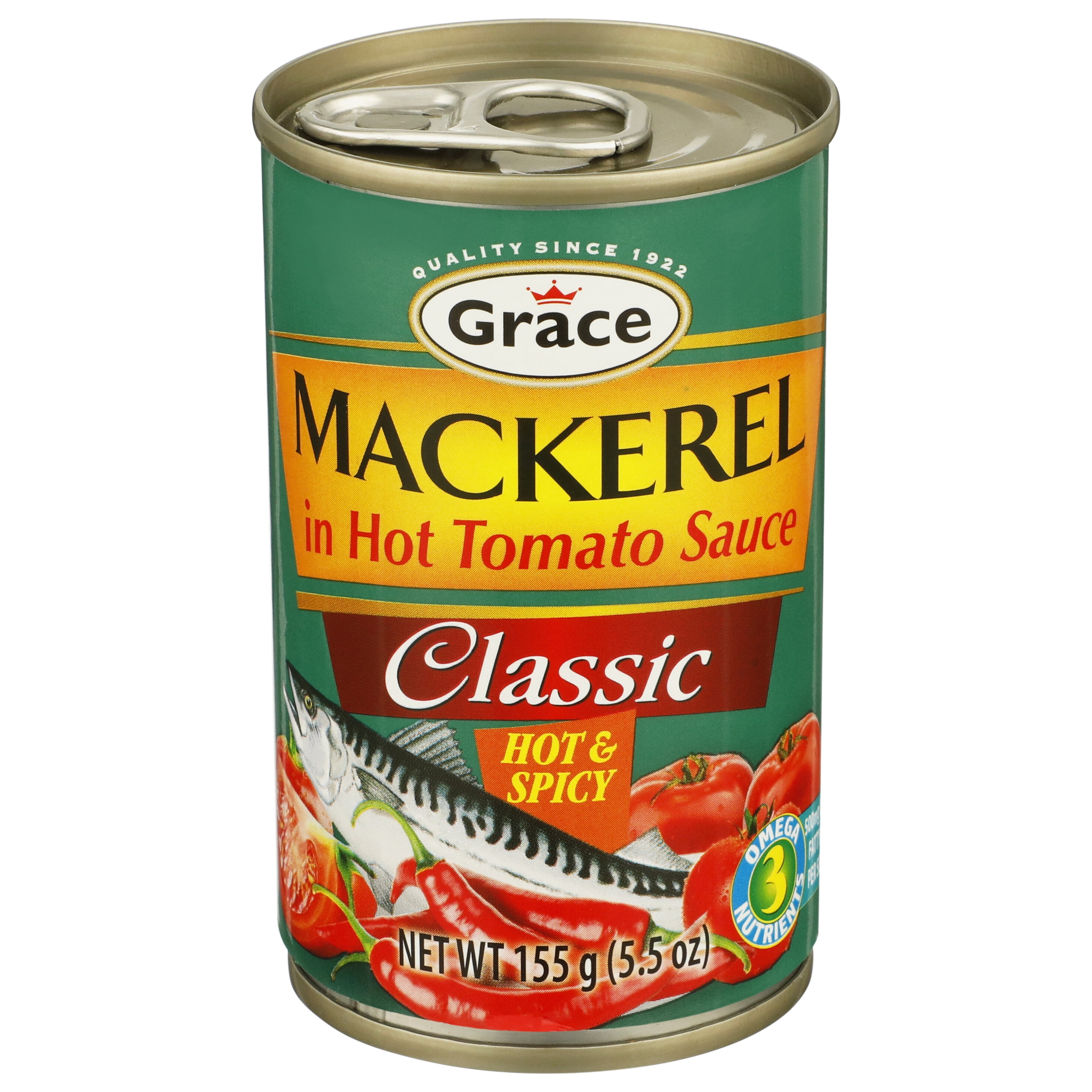 (10 pack) Grace Hot & Spicy Mackerel in Tomato Sauce, 5.5 oz