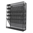thumbnail image 3 of Hanging Wall File Organizer, 5 Pockets Metal Mesh Wall Mounted Paper Magazine Rack With Bottom Flat Tray Heavy Duty File Document Organizer For  Classroom Wall File Holder, 3 of 8