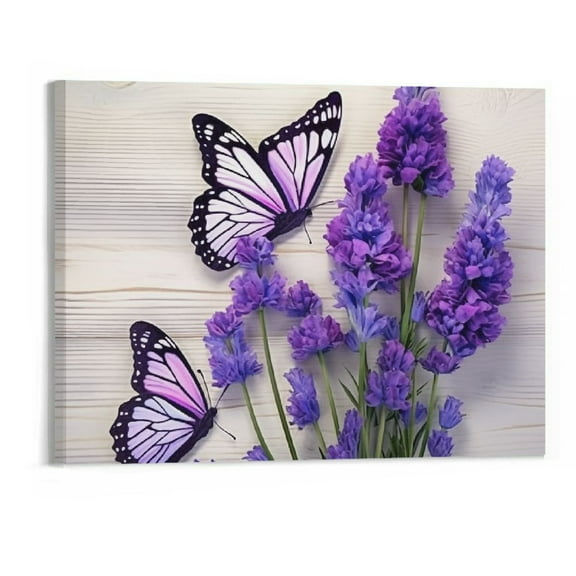 Shiartex Purple Flowers Canvas Wall Art Picture 20x16in for Living Room Bedroom 20x16in