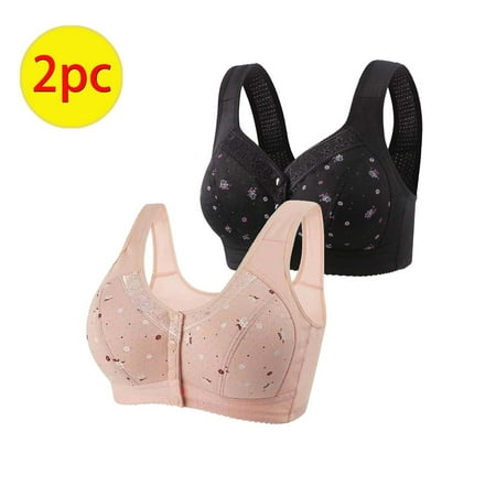 Itsame 2 Pack Everyday Casual Bra Set Womens Full Support Bra Standard Straps Comfortable Breathable Wireless Comfort Bralette Pink Size L