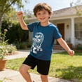 thumbnail image 2 of AWZXDE Summer Boys Beach Lightweight Mesh Tee And Shorts Set Playwear For 4-12 Years Outdoor Casual Kids Ensemble Blue，7-8 Years, 2 of 7