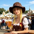 thumbnail image 5 of Byfri Floral Embroidered Oktoberfest Hat with Braids Bavarian Festival Headwear 60cm, 5 of 7
