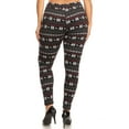 thumbnail image 2 of Snowflakes and Reindeer Plus Size Fur Lined Leggings Black 1XL, 2 of 2
