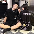 thumbnail image 2 of Sanrio Kuromi-Conjunto de pijama de 2 piezas para hombre y mujer, ropa de dormir y pantalones cortos de manga corta con Top, color negro, Y2k, 2023, 2 of 4