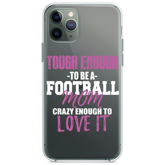 DistinctInk Clear Shockproof Hybrid Case for iPhone 11 Pro (5.8" Screen) - TPU Bumper Acrylic Back Tempered Glass Screen Protector - Tough Enough to be a Football Mom Love It