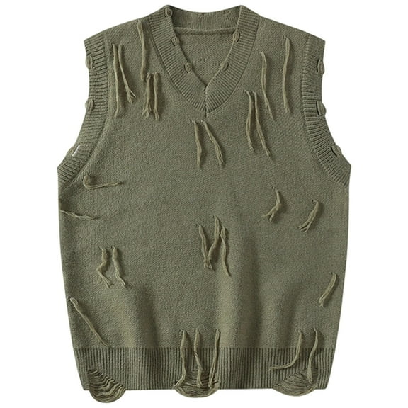 uikmnh Fall Sweater Sleeveless Fringed Sweater Vest Knit Pullover Casual Loose Fit Warm Autumn Winter Layering Piece
