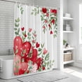 thumbnail image 5 of Valentine Love Heart Shower Curtain Set - Long 72" x 84" Washable Bathtub Curtain with 12 Hooks, Red Eucalyptus Leaf Botanical Waterproof Fabric Stall Shower Curtains for Bathroom/Bathtub Décor, 5 of 6