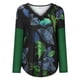 thumbnail image 4 of Top de manga larga con cuello en V y encaje con estampado de hojas y flores para mujer Fridja  hkj4374, 4 of 8