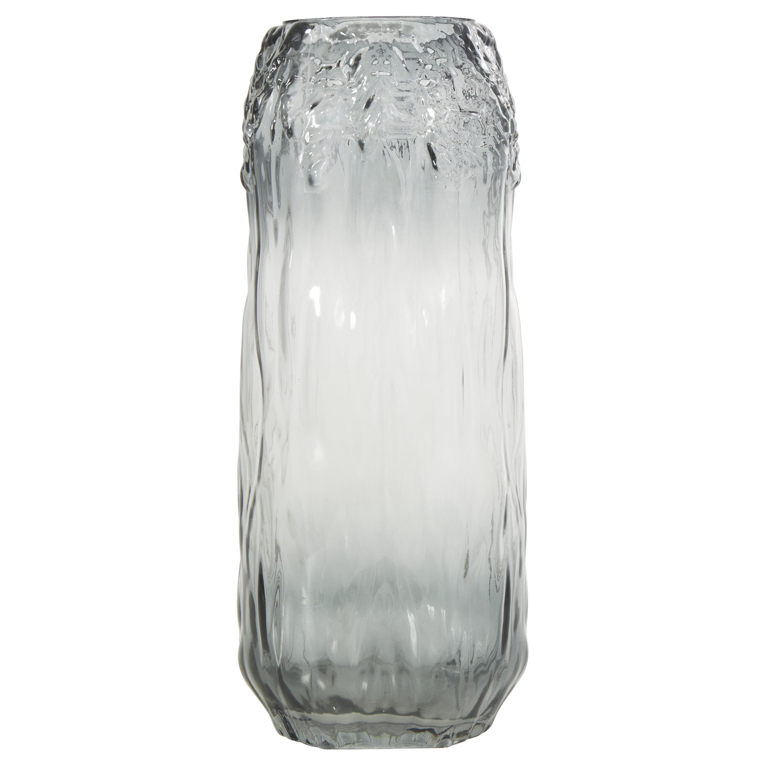 DecMode 11" Handmade Abstract Textured Rectangular Ombre Gray Glass Vase