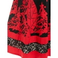 thumbnail image 3 of Rosegal Plus Size Christmas Snowflake Tree Print Lace Panel Midi Dress Red 4X, 3 of 4
