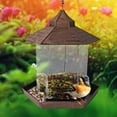 thumbnail image 2 of Comedero para pájaros silvestres, contenedores automáticos de comida para pájaros grandes, dispensadores de comida para pájaros colgantes exteriores, comederos retráctiles para pájaros, 2 of 5