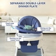 thumbnail image 6 of 4-in-1 Baby High Chair for Babies & Toddlers, Foldable High Chair with Detachable PU Cushion, Removable Tray, Adjustable Height, Locking Wheels, Blue, 6 of 7