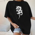 thumbnail image 2 of Blusa de manga corta con estampado de cuello redondo informal para mujer a la moda, Tops de verano Pompotops hkajfhjk465478, 2 of 5