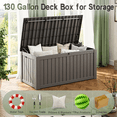thumbnail image 4 of Bifanuo 130 Gallon Deck Box Lockable Resin Outdoor Storage Box Waterproof Outdoor Container for Patio Furniture Cushions, Pillow,Grey, 4 of 9