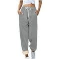 thumbnail image 4 of Puntoco Pants for women Women's Fleece Pants Track Athletic Running Yoga Velour Pants Jogger Comfy Pajama Lounge Sweatpants Gray 10(XL), 4 of 8